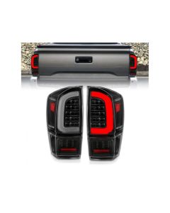 ANZO 16-21 Toyota Tacoma LED Tail Lights - w/ Light Bar Sequential Black Housing & Clear Lens - 311400