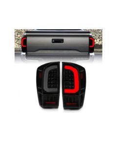 ANZO 16-21 Toyota Tacoma LED Tail Lights - w/ Light Bar Sequential Black Housing & Smoke Lens - 311401
