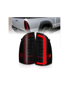 ANZO 05-15 Toyota Tacoma Full LED Tail Lights w/Light Bar Sequential Black Housing Clear Lens - 311427