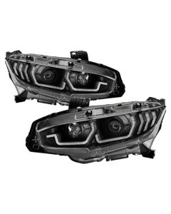 Spyder Honda Civic 16- 2DR/4DR/Hatchback Projector Headlights - Black PRO-YD-HC16SI-SEQGR-BK - 5087867
