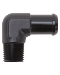 Edelbrock Hose End 90-Deg 1/2In NPT to 3/4In Barb Black Anodize - 8165