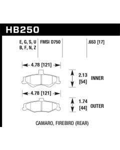 Hawk 98-02 Chevrolet Camaro SS/Z28 / 98-02 Pontiac Firebird HT-10 Race Rear Brake Pads - HB250S.653