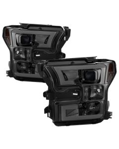Spyder Ford F150 2015-2017 Projector Headlights - Light Bar DRL LED - Smoke PRO-YD-FF15015-LBDRL-SM - 5083678