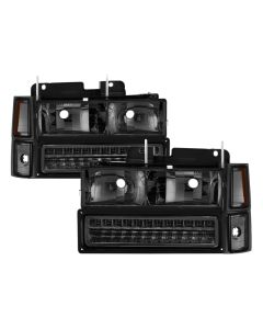 Xtune 92-94 Blazer Full Size Corner/LED Bumper Headlights Smoke HD-JH-CCK88-LED-AM-SM-SET - 5069566