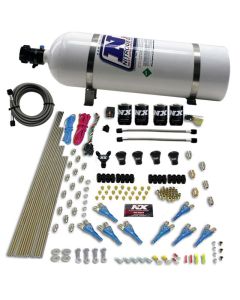 Nitrous Express Pro-Shk/Gas 4 Solenoids Nitrous Kit (200-600HP) w/15lb Bottle - 92006-15