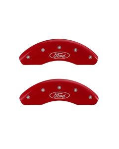 MGP Front set 2 Caliper Covers Engraved Front Oval logo/Ford Red finish silver ch - 10102FFRDRD