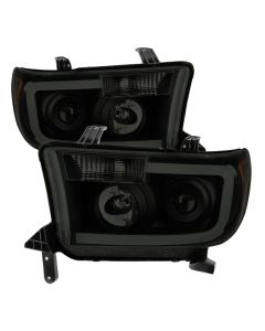 Xtune Toyota Tundra 07-13 LED Light Bar Projector Headlights Black Smoked PRO-JH-TTU07-LED-BSM - 9030413