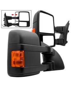 Xtune Pair G2 Ford Superduty 99-07 Heated Amber Signal Telescoping Mirrors MIR-FDSD99S-G2-PW-AM-SET - 9935459
