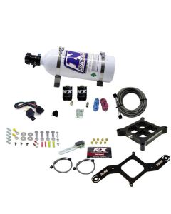 Nitrous Express 4150 Single Entry Billet Crossbar Nitrous Plate Kit (50-300HP) w/5lb Bottle - 63040-05