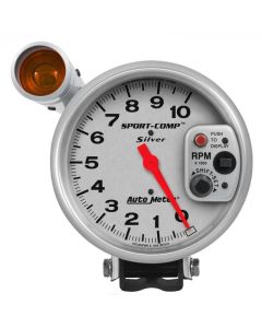 Autometer Sport-Comp 5 inch 10K RPM Shift Light Silver Tach - 3911