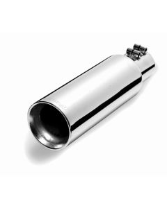 Gibson Round Dual Wall Angle-Cut Tip - 4in OD/3in Inlet/12in Length - Stainless - 500427