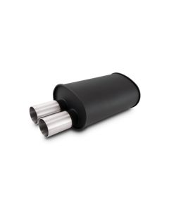 Vibrant Streetpower Flat Blk Muffler 9.5x6.75x15in Body 2.5in In ID 3in Tip OD w/Dual Straight Tips - 12325