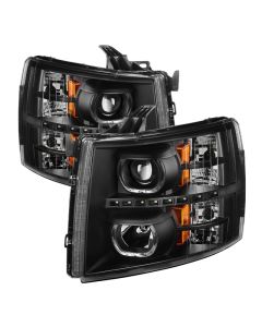 Xtune Chevy Silverado 1500/2500/3500 07-13 LED Halo Projector Headlights Black PRO-JH-CSIL07-CFB-BK - 9032189