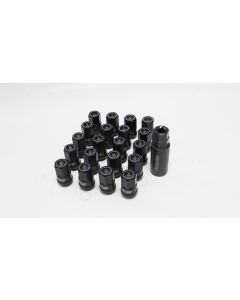 Wheel Mate Muteki HR38 Open End Lug Nuts 12x1.50 Titanium Chrome / Blue Ring - HR3806TU
