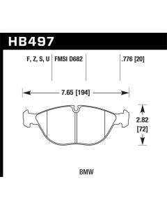 Hawk 99-09 / 11-12 Mercedes SL Class HPS 5.0 Front Brake Pads - HB497B.776