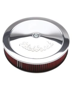 Edelbrock Air Cleaner Pro-Flo Series Round 14 In Diameter Cloth Element 3/8In Dropped Base Chrome - 1224