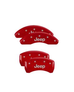 MGP 4 Caliper Covers Engraved Front & Rear JEEP Red finish silver ch - 42013SJEPRD