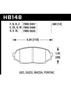 Hawk 90-93 Mazda Miata Base 1.6L HPS 5.0 Front Brake Pads - HB148B.560