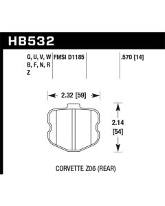 Hawk 10-12 Chevy Corvette Grand Sport / 06-12 Corvette Z06 Rear DTC-70 Race Brake Pads - HB532U.570