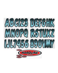 Hardline Boat Lettering Registration Kit 3 in. - 200 BabyBlue/Black - BJBKG200