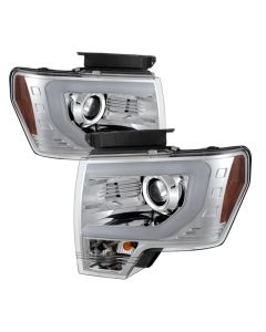 Spyder Ford F150 09-14 Projector Headlights Halogen Model- Light Bar DRL Chrm PRO-YD-FF15009-LBDRL-C - SPYD-5077585