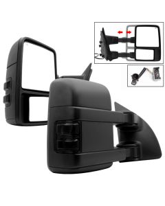Xtune L&R G2 Ford Superduty 99-07 Heated Smoke Signal Telescoping Mirrors MIR-FDSD99S-G2-PW-SM-SET - 9935466
