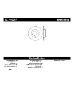 StopTech 97-01 Acura Integra Type R / 97-01 Honda CR-V Slotted & Drilled Right Front Rotor - 127.40026R
