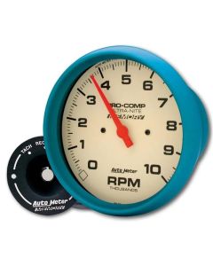 AutoMeter Gauge Tach 5in. 10K RPM In-Dash W/Peak Memory Glow In Dark Ultra-Nite - 4594