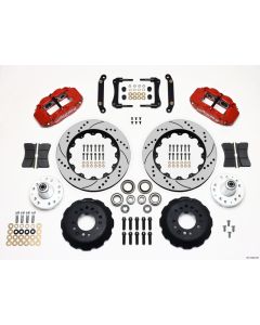 Wilwood Forged Narrow Superlite 6R Big Brake Front Brake Kit (Hub), Drilled and Slotted Rotors - Red