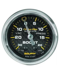 AutoMeter GAUGE VAC/BOOST 2 1/16in. 30INHG-20PSI MECHANICAL CARBON FIBER- AUTO-4701