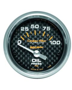 AutoMeter GAUGE OIL PRESSURE 2 1/16in. 100PSI ELECTRIC CARBON FIBER- AUTO-4727