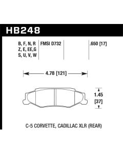 Hawk 03-04 Chevrolet Corvette 5.7L 50th Anniversary Edition Rear ER-1 Brake Pads - HB248D.650