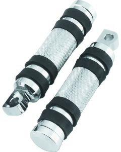 Bikers Choice Big Twin & XL Chrome Knurled Male Mount Footpegs W/Rubber Bands Pr. - 490485