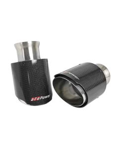 aFe MACH Force-XP 4-1/2in Carbon Fiber OE Replacement Exhaust Tips - 15-19 Dodge Charger/Hellcat - 49C32068-C