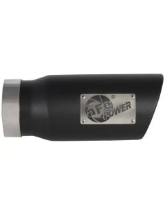 aFe Power Diesel Exhaust Tip Black- 4 in In x 5 out X 12 in Long Bolt On (Right) - 49T40501-B12