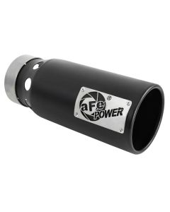 aFe SATURN 4S 4in SS Intercooled Exhaust Tip - Black 4in In x 5in Out x 12in L Bolt-On - 49T40501-B122