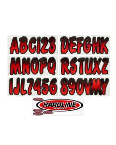 Hardline Boat Lettering Registration Kit 3 in. - 200 Red/Black - REBKG200