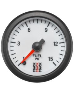 Autometer Stack 52mm 0-15 PSI 1/8in NPTF Male Pro Stepper Motor Fuel Pressure Gauge - White - ST3354