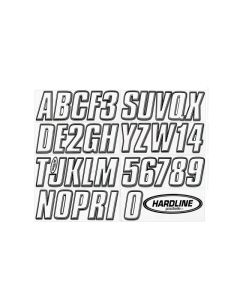 Hardline Boat Lettering Registration Kit 3 in. - 800 White/Black - WHBLK800