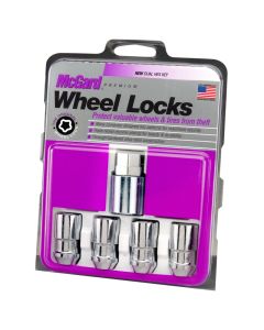 McGard Wheel Lock Nut Set - 4pk. (Cone Seat) 1/2-20 / 3/4 & 13/16 Dual Hex / 1.66in. Length - Chrome - 24198