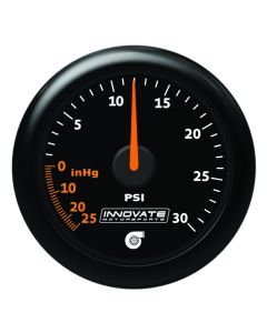 Innovate MTX Analog 30 PSI Vacuum/Boost Gauge Kit - Black Faceplate - 3908