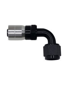 DeatschWerks 8AN Female Swivel 90-Degree Crimping Style Hose End CPE - Anodized Matte Black - 6-02-0807-C-B