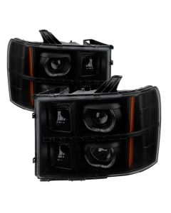 xTune GMC Sierra 2500/3500HD 07-13 Projector Headlights LED Halo- Black Smoked PRO-JH-GSIE07-CFB-BSM - 9032271