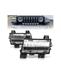ANZO 2018-2021 Jeep Wrangler LED Side Markers Chrome Housing Clear Lens w/ Sequential Signal - 511086