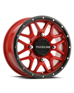 Raceline A94R Krank 14x7in / 4x156 BP / 38mm Offset / 132.5mm Bore - Red & Black Lip Wheel - A94R-47056+38