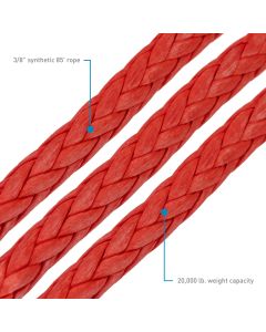 Borne Off-Road Synthetic Rope - 3/8in x 85ft - Red - BNWN-SR-38-85RD
