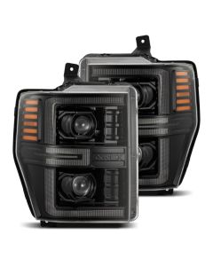 AlphaRex 08-10 Ford F250-550 LUXX-Series LED Projector Headlights Alpha-Blk w/Activ Light/Seq Signal - 880313