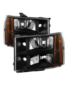 Xtune GMC Sierra 07-13 Crystal Headlights Black HD-JH-GSIE07-AM-BK - 9034749