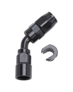 Russell Performance 5/16in SAE Quick Disc Female to -6 Hose Black 45 Degree Hose End - 611263