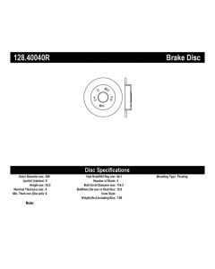 StopTech 06-07 Acura CSX (Canada) / 06-09 Honda Civic / 97-01 Prelude Drilled Right Rear Rotor - 128.40040R